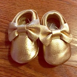 Gold Bow Moccasins